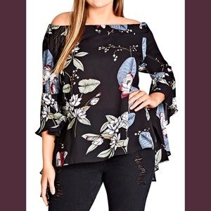 City Chic Gorgeous Lotus Flower Diva Blouse